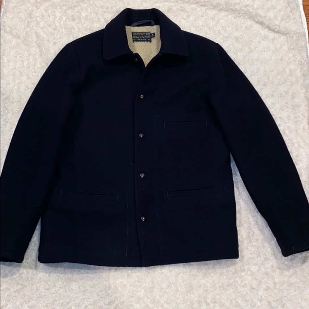 J Crew wool coat with teddy interior
